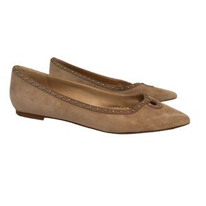 Sam Edelman Women's Studded Leather Rini Flats Size 6 1/2 Pointed Toe Beige